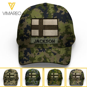Personalized Finland Soldier/Veterans Camo Peaked Cap 22FEB-LN26