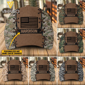 Personalized US Veteran/ Soldier Multi-camo Peaked Cap 22FEB-DT24