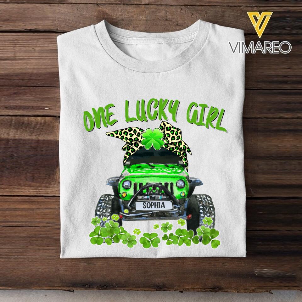 Personalized Jeep Girl Patrick's Day Tshirt Printed 22MAR-DT01