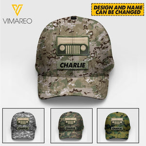 Personalized Jeep Camo Peaked Cap 22MAR-HC02