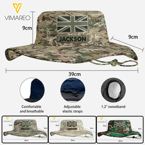 Personalized British Soldier/Veterans Boonie Hat Printed 22MAR-LN02