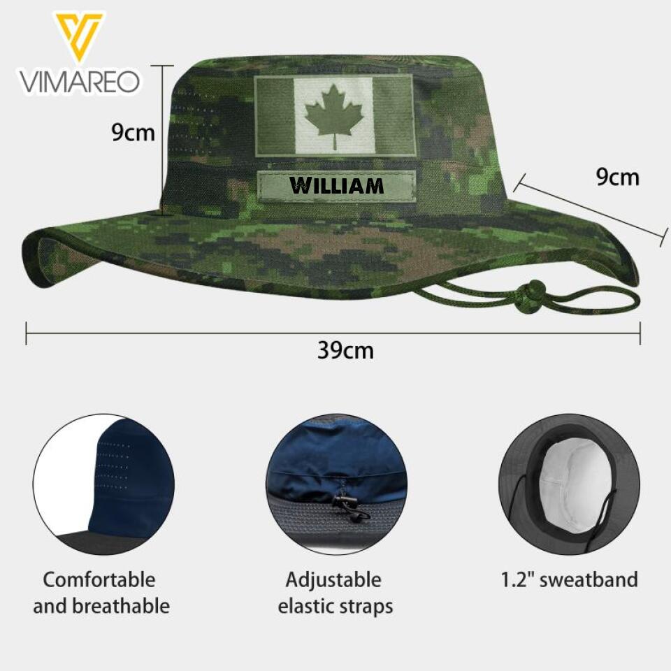 Personalized Canadian Soldier/Veterans Boonie Hat Printed 22MAR-LN02