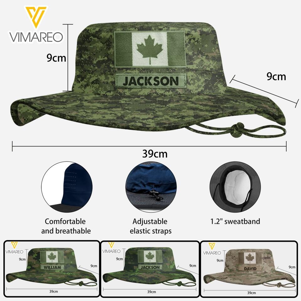 Personalized Canadian Soldier/Veterans Boonie Hat Printed 22MAR-LN02