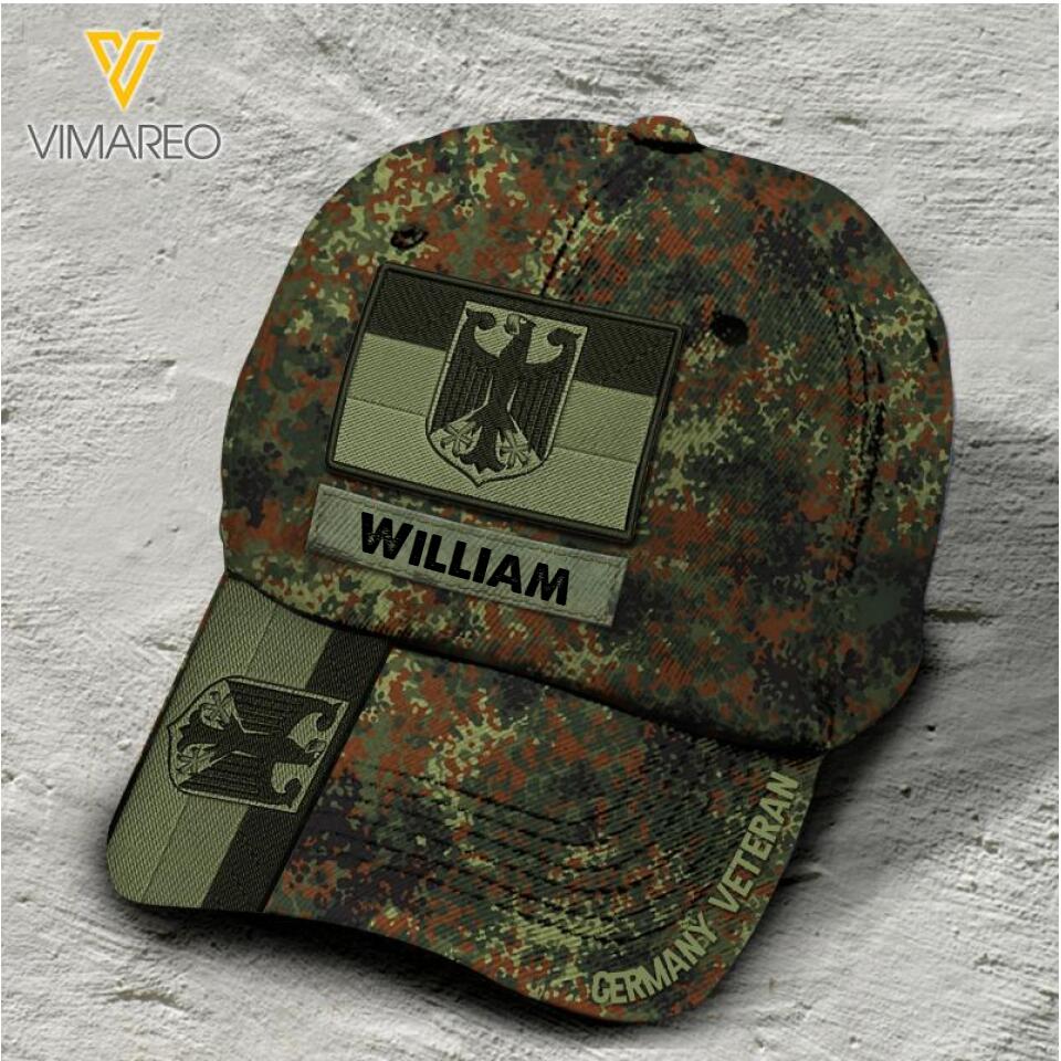 Personalized German Soldier/Veterans Camo Peaked Cap 22MAR-LN03