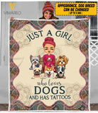PERSONALIZED JUST A GIRL WHO LOVES DOG AND HAS TATOOS QUILT BLANKET PRINTED MTVQ0403