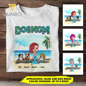 Personalized Dog Mom Mermaid Tshirt Printed 22MAR-HC04