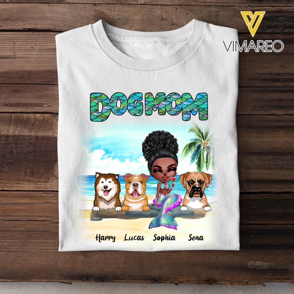 Personalized Dog Mom Mermaid Tshirt Printed 22MAR-HC04