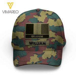 Personalized Belgian Soldier/Veterans Camo Peaked Cap 22MAR-LN04