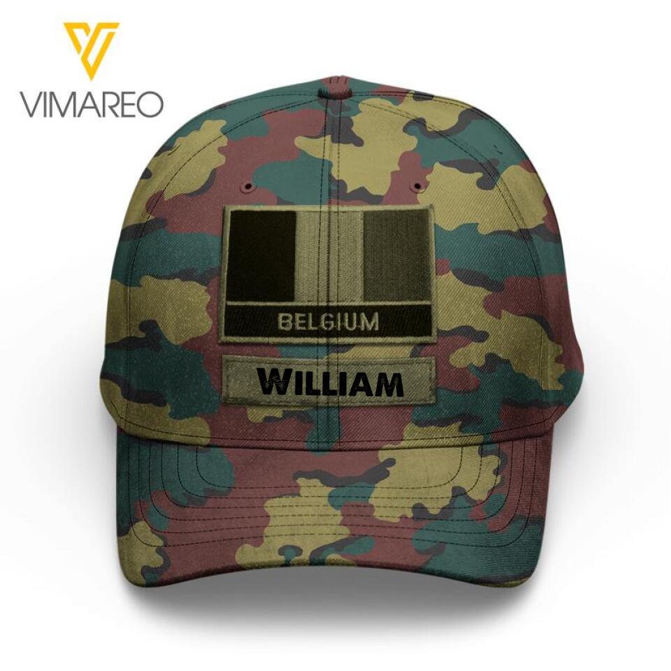 Personalized Belgian Soldier/Veterans Camo Peaked Cap 22MAR-LN04
