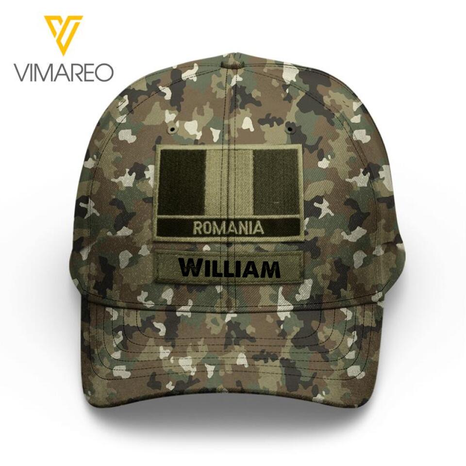 Personalized Romanian Soldier/Veterans Camo Peaked Cap 22MAR-LN04