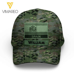 Personalized Spanish Soldier/Veterans Camo Peaked Cap 22MAR-LN04
