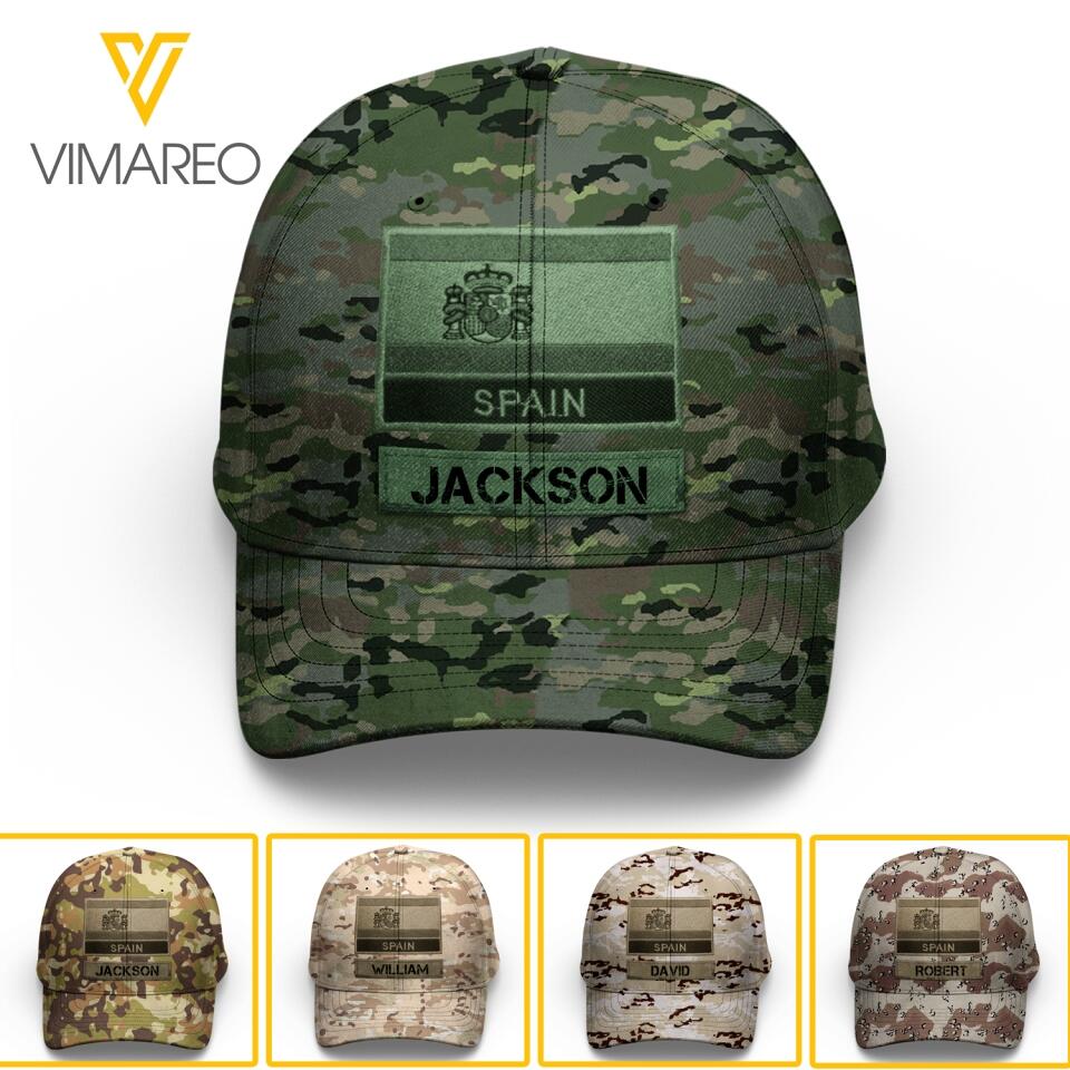 Personalized Spanish Soldier/Veterans Camo Peaked Cap 22MAR-LN04