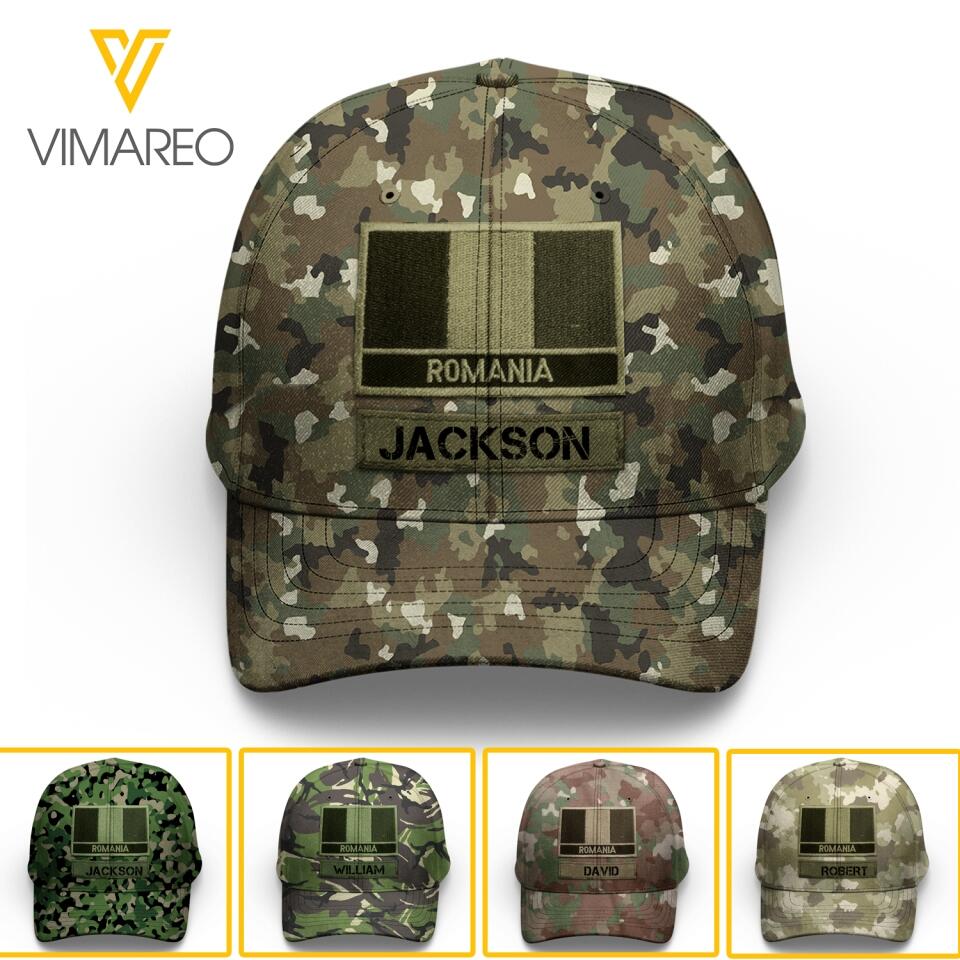 Personalized Romanian Soldier/Veterans Camo Peaked Cap 22MAR-LN04