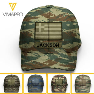 Personalized Hellenic Soldier/Veterans Camo Peaked Cap 22MAR-LN04