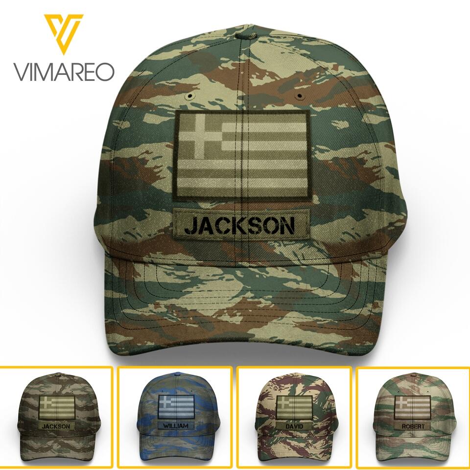 Personalized Hellenic Soldier/Veterans Camo Peaked Cap 22MAR-LN04