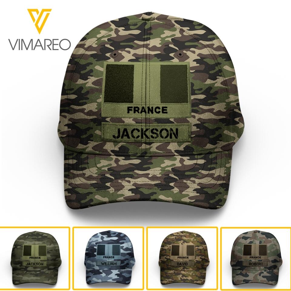 Personalized French Soldier/Veterans Camo Peaked Cap 22MAR-LN04