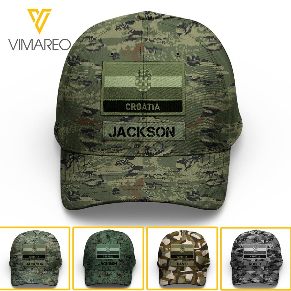 Personalized Croatian Soldier/Veterans Camo Peaked Cap 22MAR-LN04