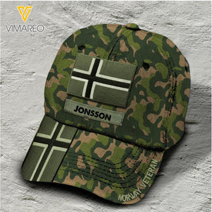 Personalized Norwegian Soldier/Veterans Camo Peaked Cap 22MAR-LN07