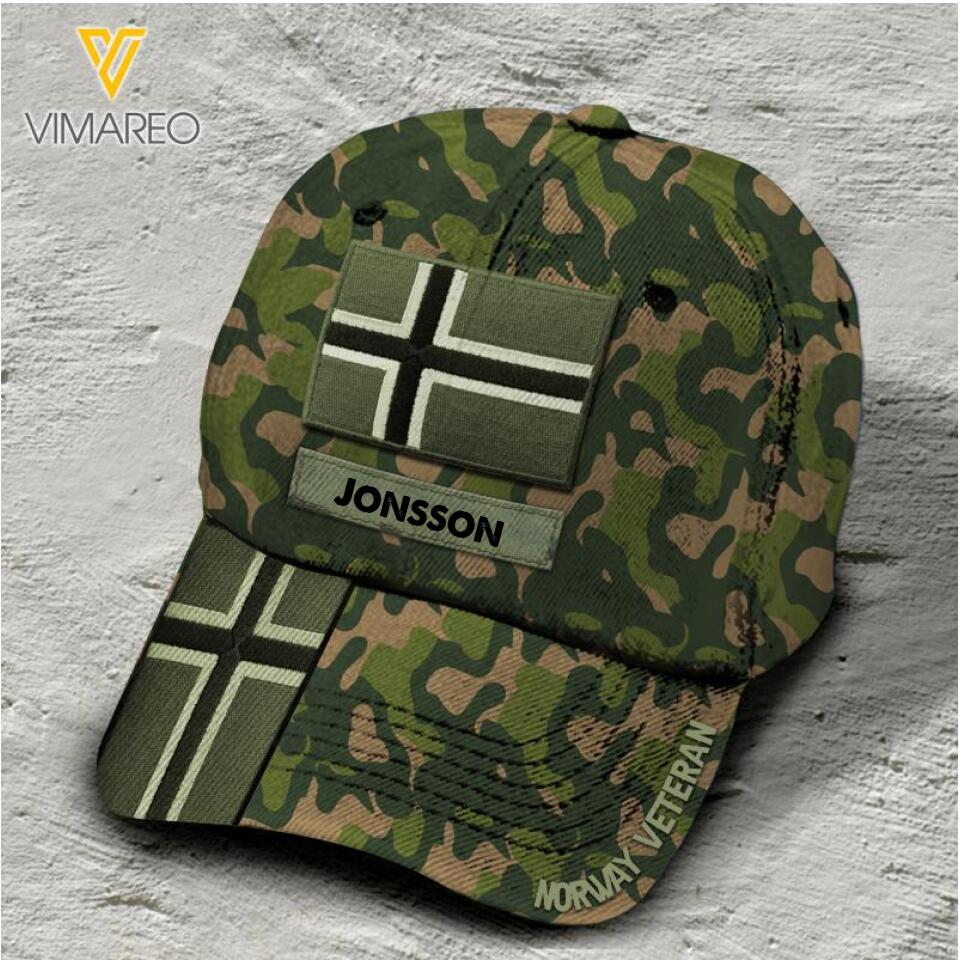 Personalized Norwegian Soldier/Veterans Camo Peaked Cap 22MAR-LN07
