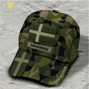 Personalized Swedish Soldier/Veterans Camo Peaked Cap 22MAR-LN07