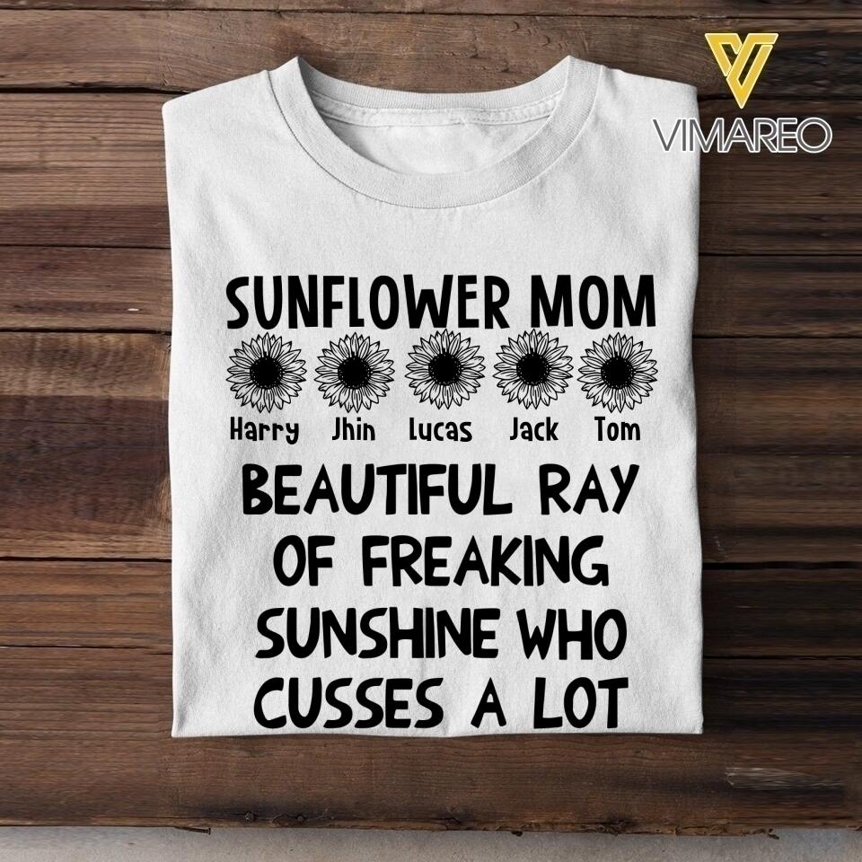 Personalized Sunflower Mom Tshirt Printed 22MAR-HQ08