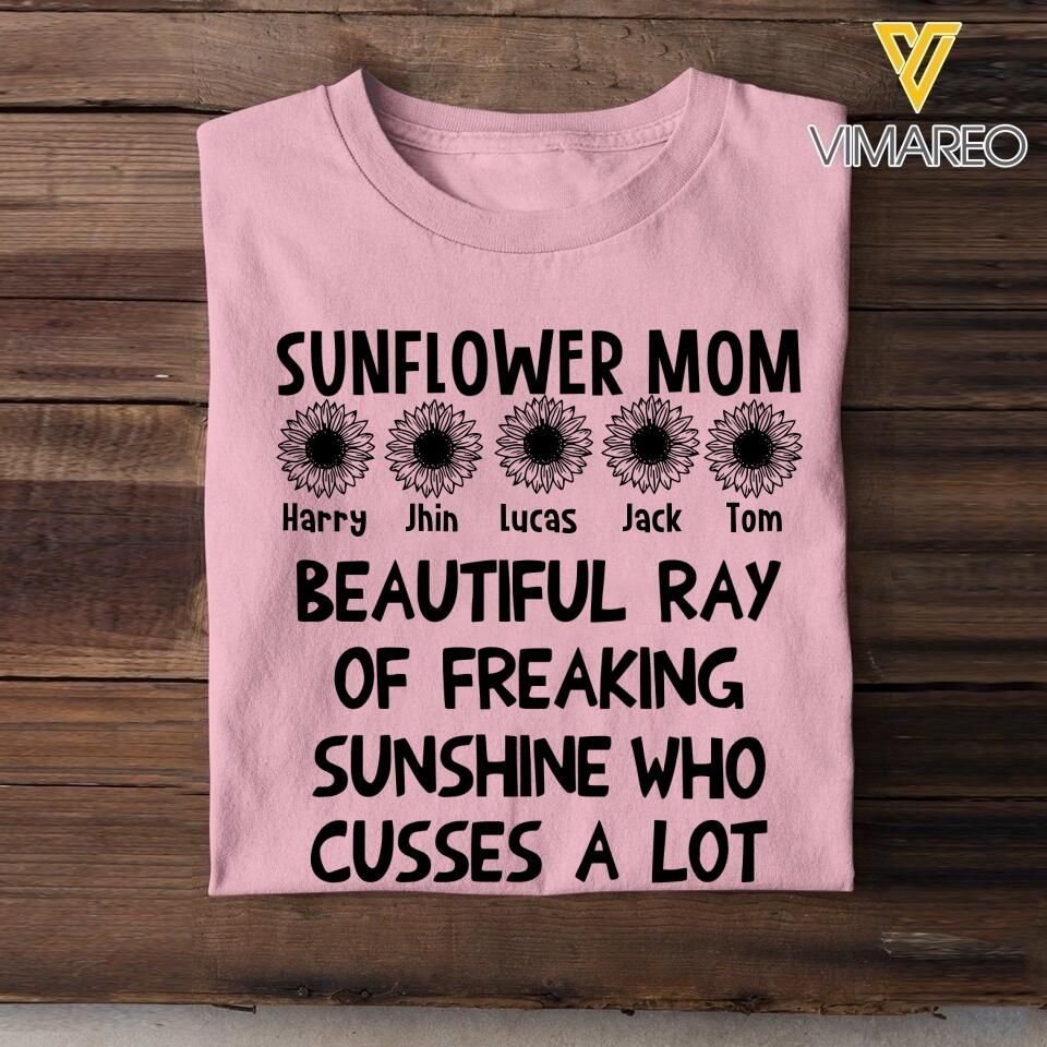 Personalized Sunflower Mom Tshirt Printed 22MAR-HQ08
