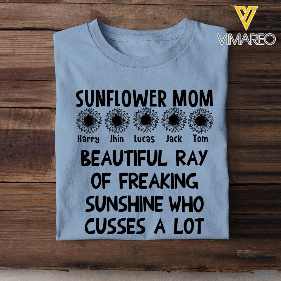 Personalized Sunflower Mom Tshirt Printed 22MAR-HQ08