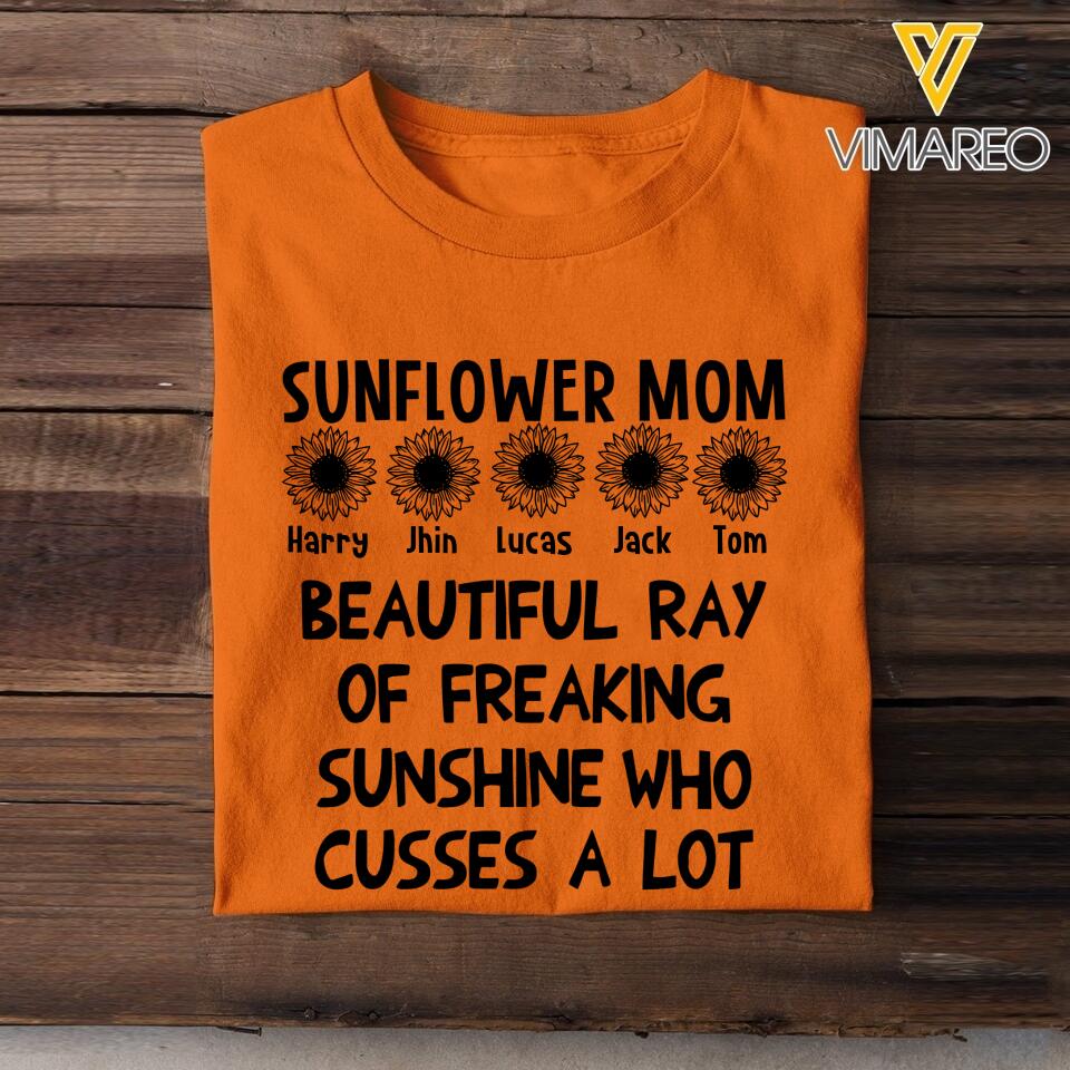 Personalized Sunflower Mom Tshirt Printed 22MAR-HQ08