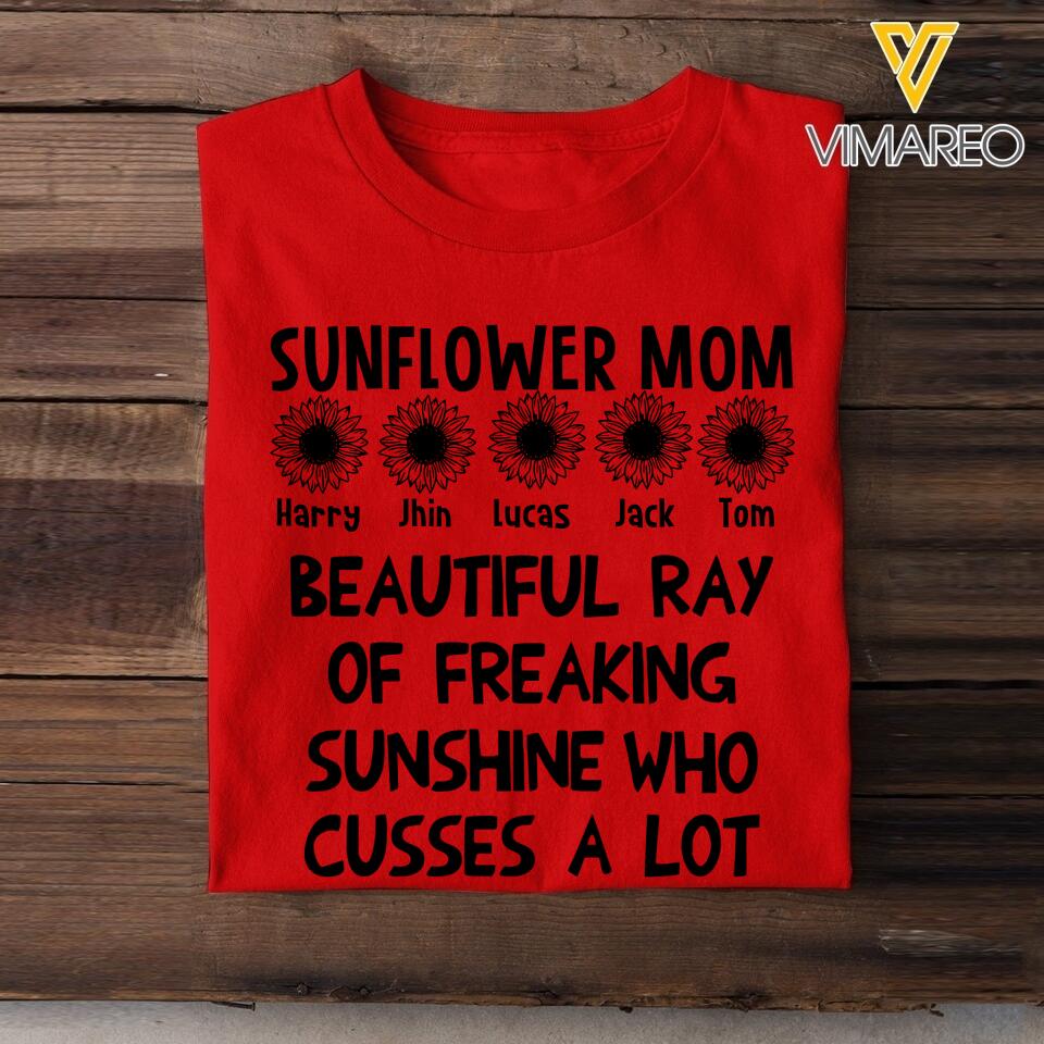 Personalized Sunflower Mom Tshirt Printed 22MAR-HQ08