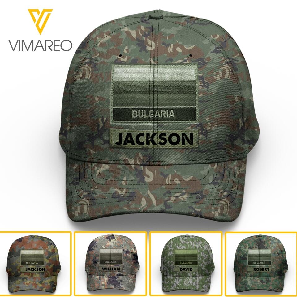 Personalized Bulgarian Soldier Camo Peaked Cap Printed 22MAR-LN09