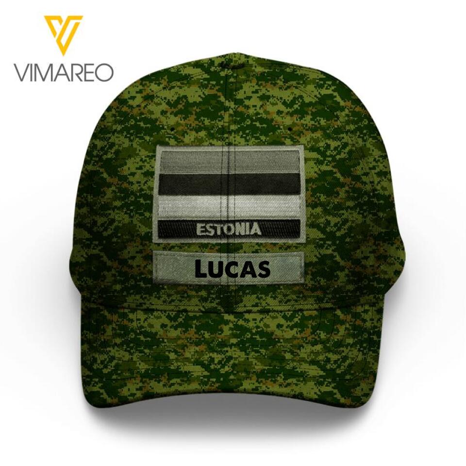 Personalized Estonian Soldier Camo Peaked Cap Printed 22MAR-LN09