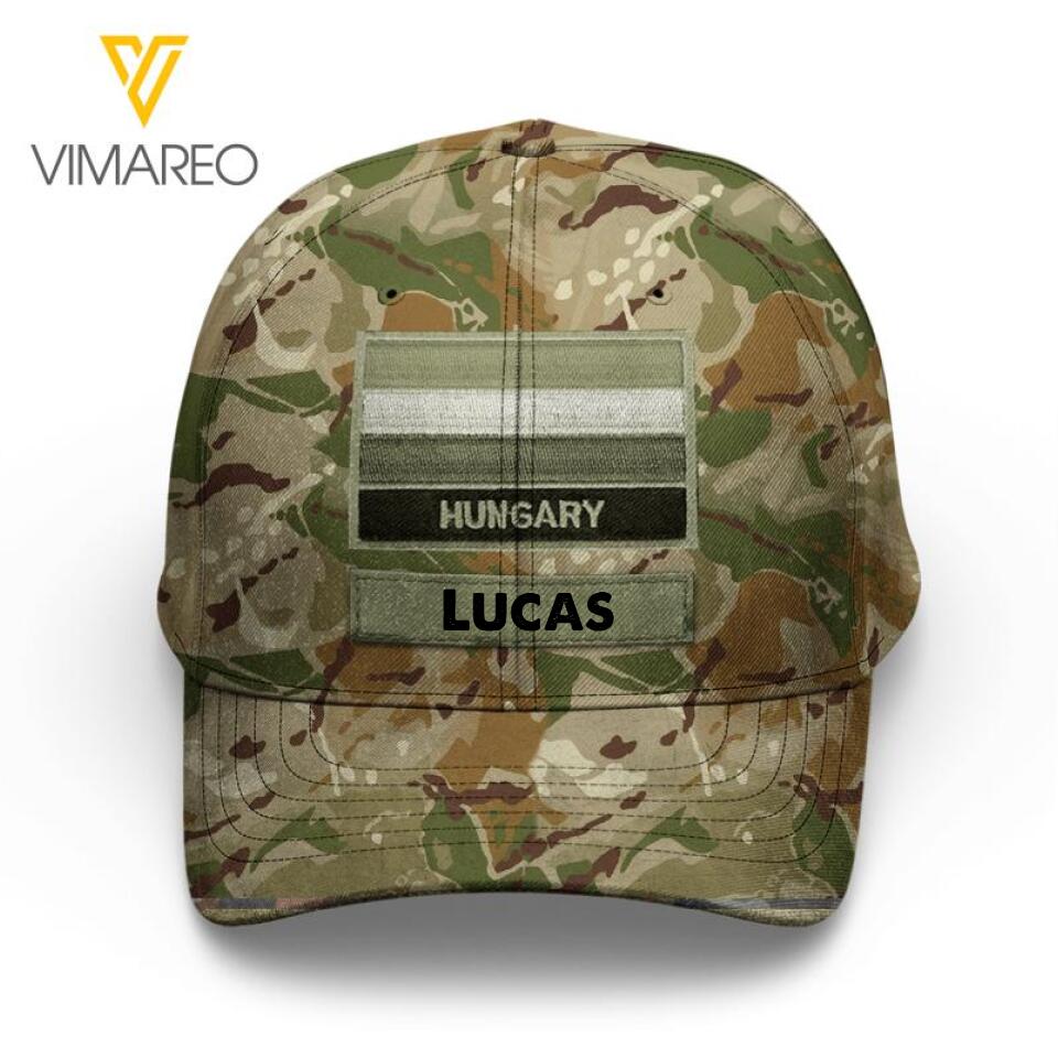 Personalized Hungarian Soldier Camo Peaked Cap Printed 22MAR-LN09