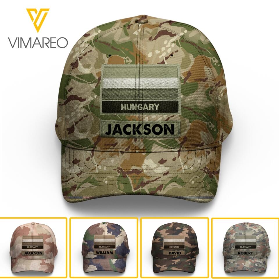 Personalized Hungarian Soldier Camo Peaked Cap Printed 22MAR-LN09