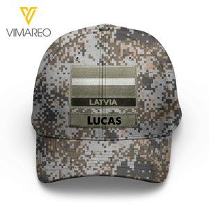 Personalized Latvian Soldier Camo Peaked Cap Printed 22MAR-LN09