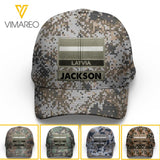Personalized Latvian Soldier Camo Peaked Cap Printed 22MAR-LN09