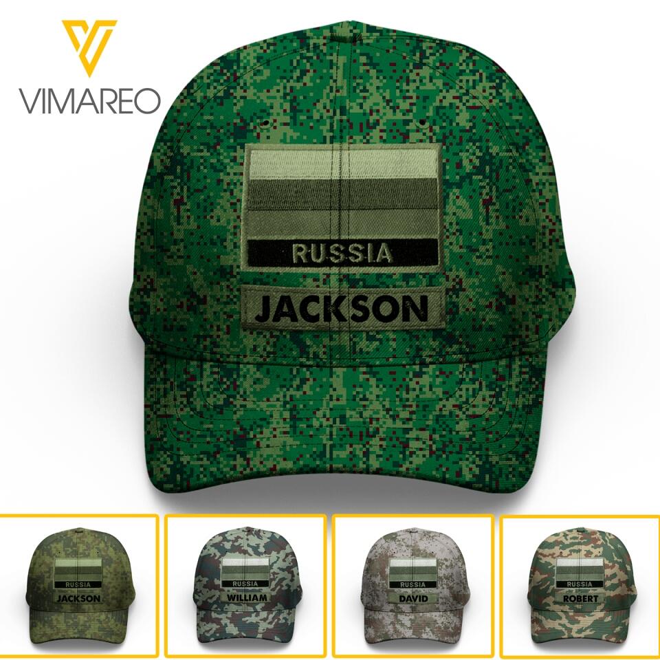 Personalized Russian Soldier Camo Peaked Cap Printed 22MAR-LN09