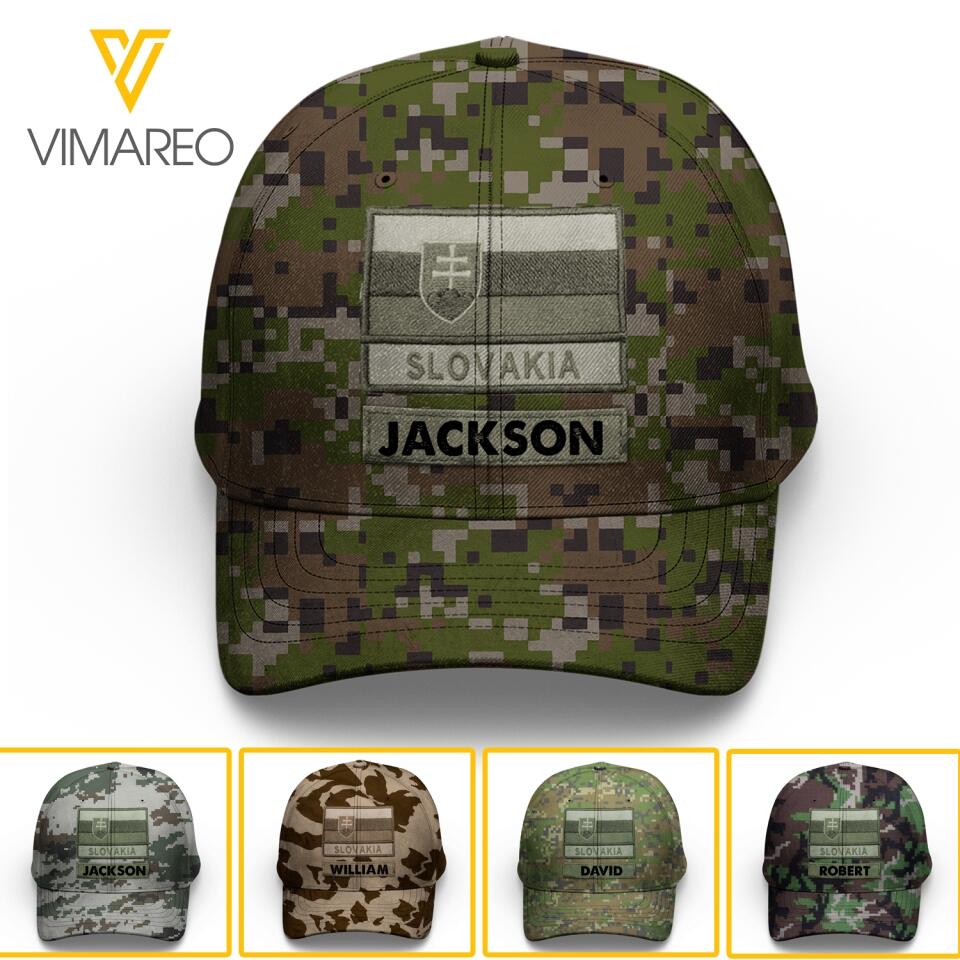 Personalized Slovak Soldier Camo Peaked Cap Printed 22MAR-LN09