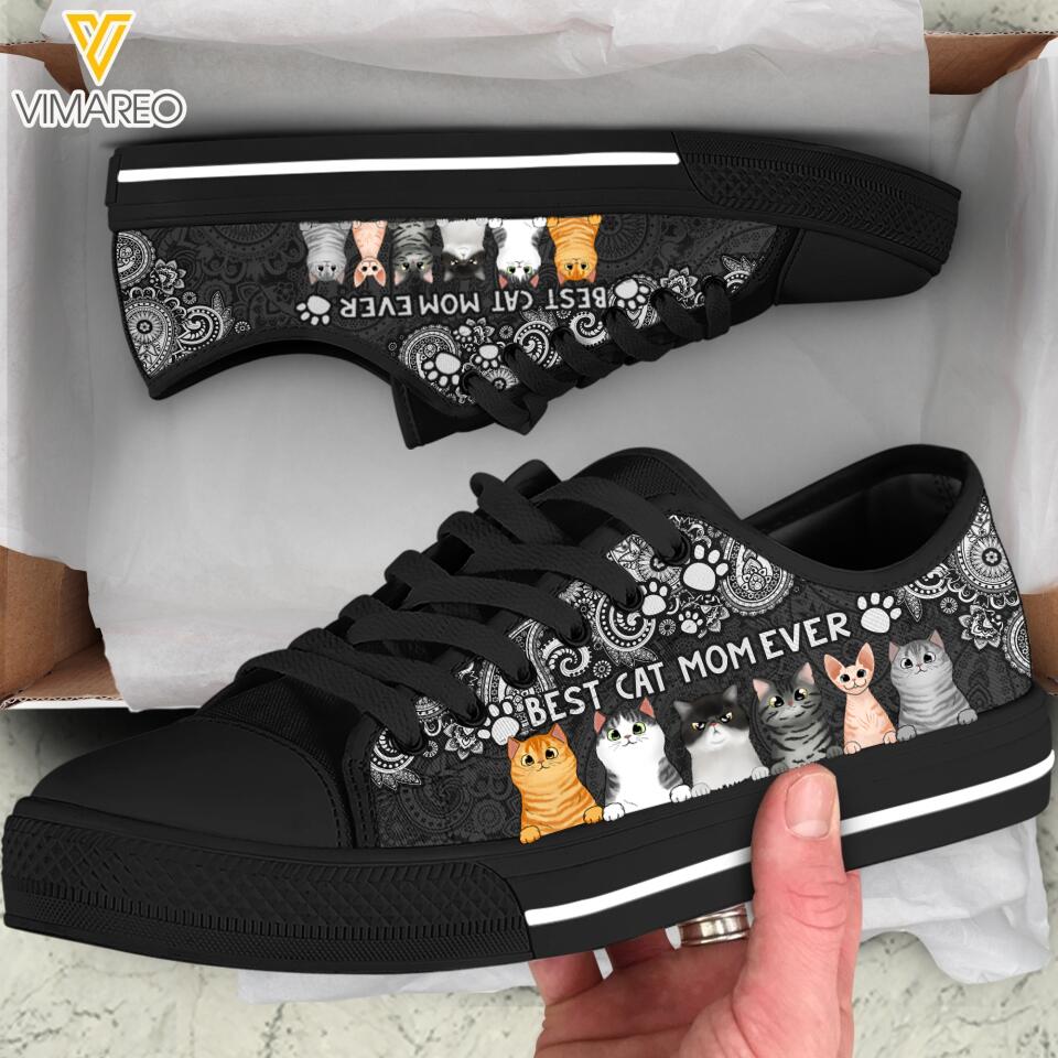 Personalized Best Cat Mom Ever Low Top Shoe Printed 22MAR-HQ09