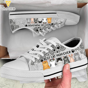 Personalized Best Cat Mom Ever Low Top Shoe Printed 22MAR-HQ09
