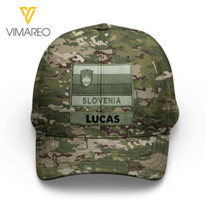 Personalized Slovenian Soldier Camo Peaked Cap Printed 22MAR-LN09