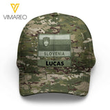 Personalized Slovenian Soldier Camo Peaked Cap Printed 22MAR-LN09