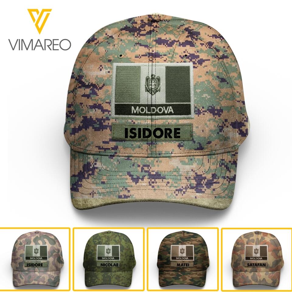 Personalized Moldova Soldier Camo Peaked Cap Printed 22MAR-LN09