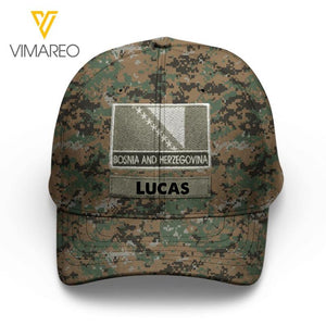 Personalized Bosnia and Herzegovina
 Soldier Camo Peaked Cap Printed 22MAR-LN09