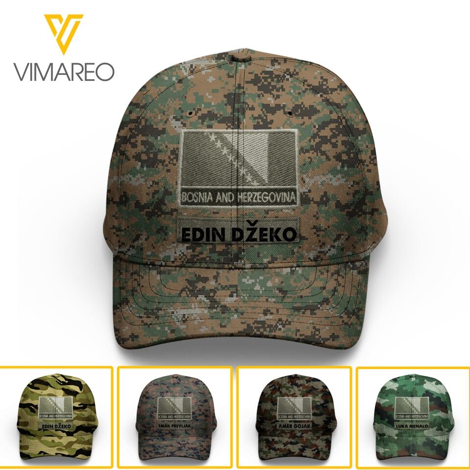 Personalized Bosnia and Herzegovina
 Soldier Camo Peaked Cap Printed 22MAR-LN09