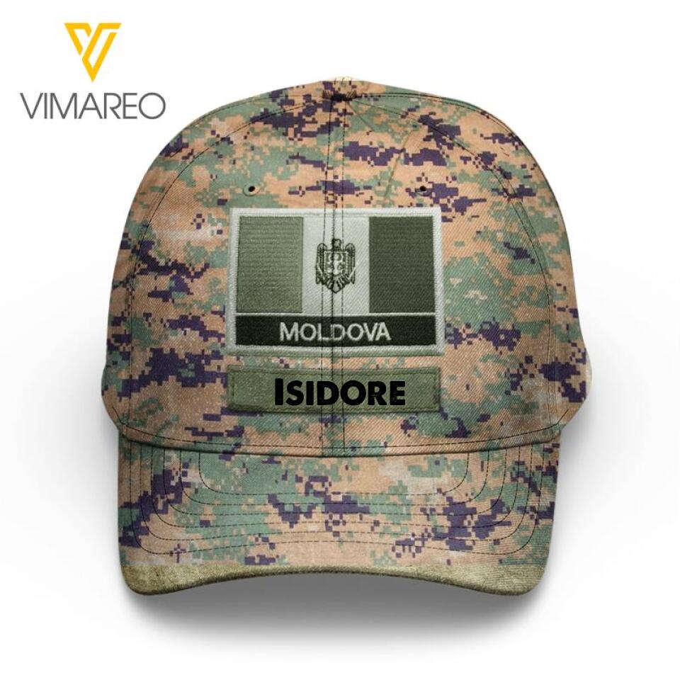 Personalized Moldova Soldier Camo Peaked Cap Printed 22MAR-LN09