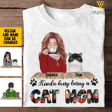 PERSONALIZED KINDA BUSY BEING A CAT MOM TSHIRT QTTQ1003