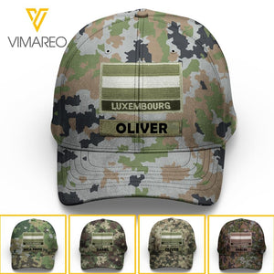 Personalized Luxembourg Camo Peaked Cap Printed 22MAR-LN11