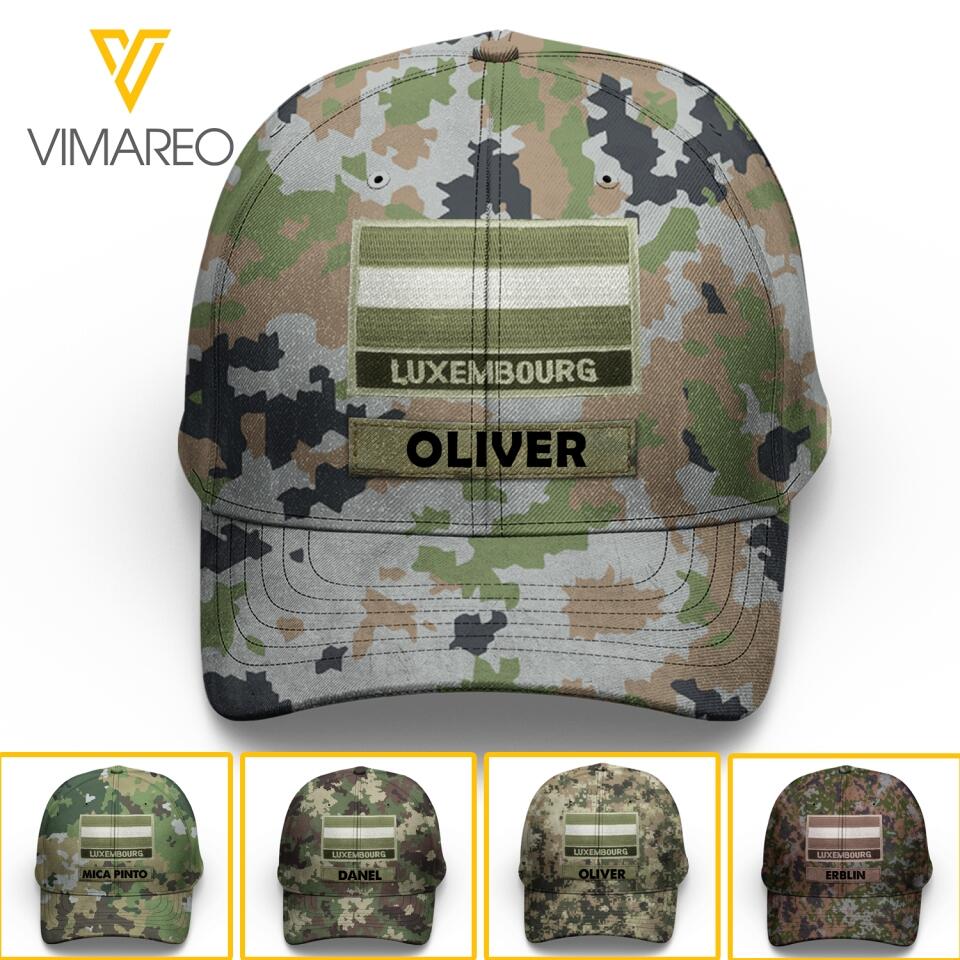 Personalized Luxembourg Camo Peaked Cap Printed 22MAR-LN11