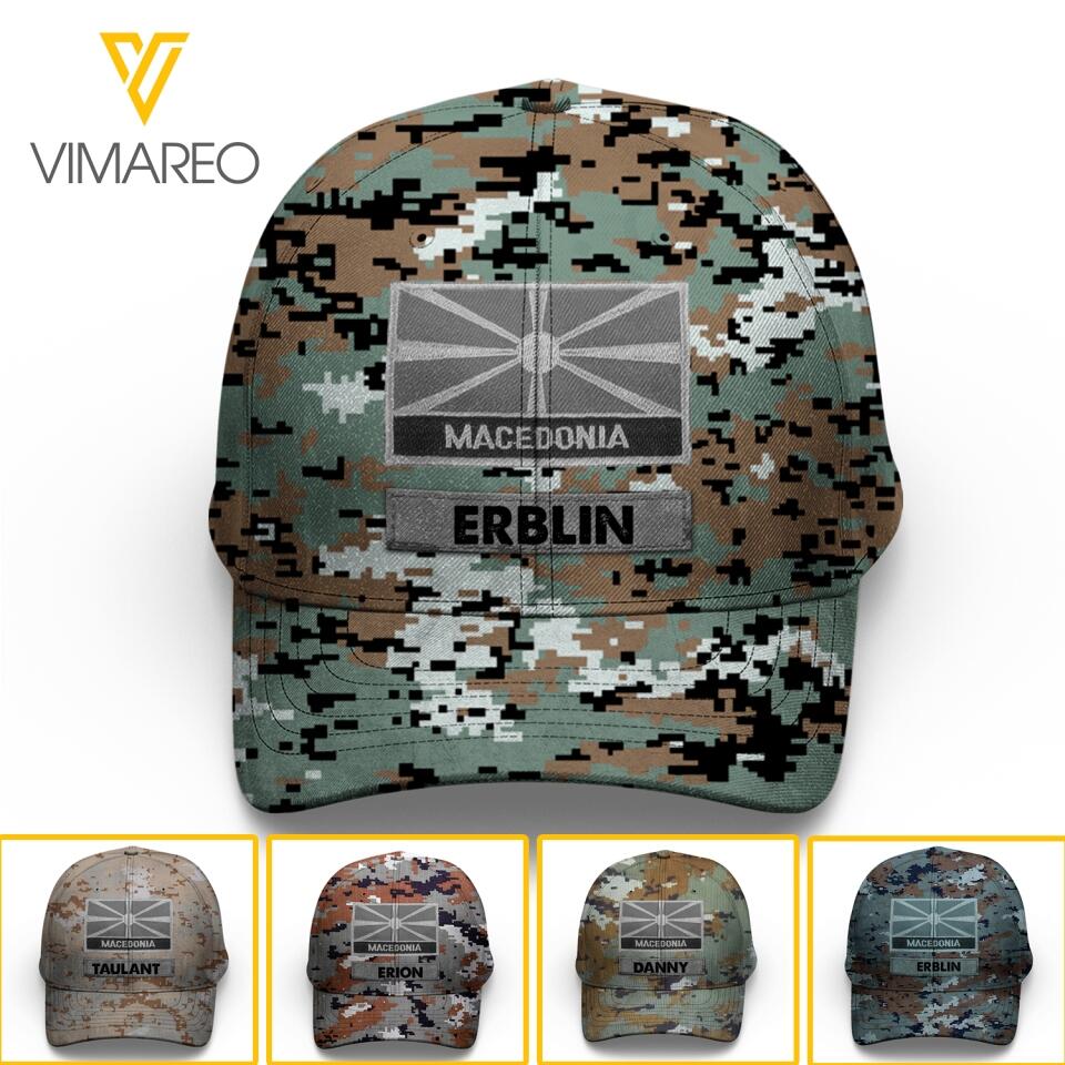 Personalized North Macedonia Camo Peaked Cap Printed 22MAR-LN11