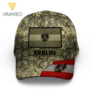 Personalized Austrian Soldier Camo Peaked Cap Printed 22MAR-LN11